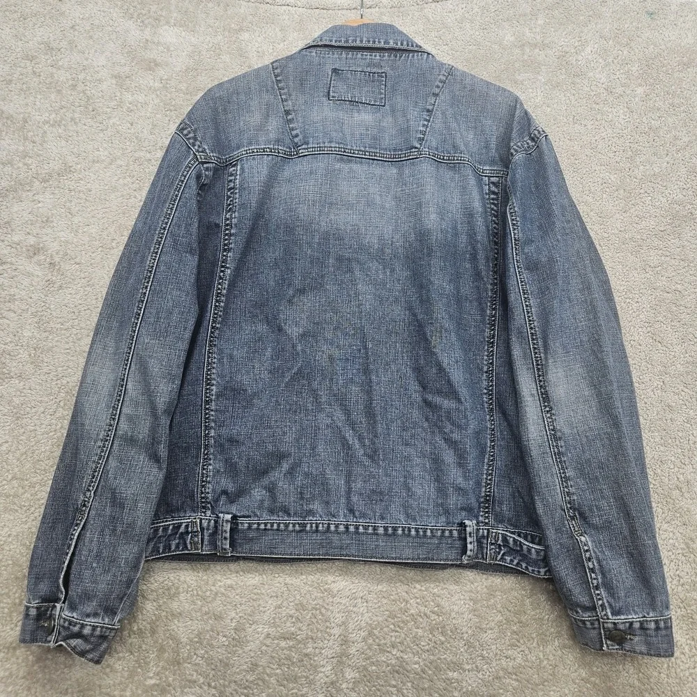 Vintage Denim Trucker Jacket Mens L Faded Monte Carlo Polo Jockey Club Heavy Y2K